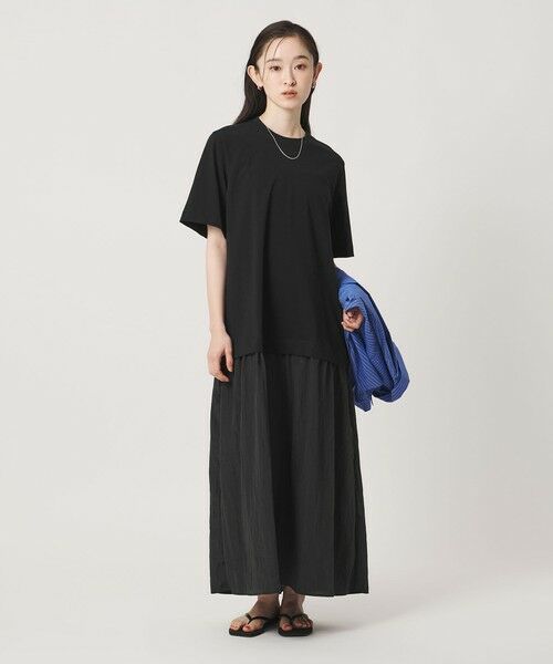 BEAUTY&YOUTH UNITED ARROWS / ビューティー&ユース ユナイテッドアローズ ロング・マキシ丈ワンピース | ドッキング ショートスリーブワンピース | 詳細1