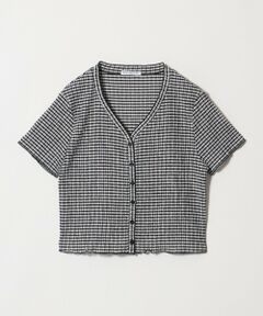 BEAUTY&YOUTH UNITED ARROWS / ビューティー&ユース ユナイテッドアローズ カーディガン・ボレロ | ソリッド＆チェック Vネック ショートスリーブ カーディガン