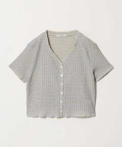 BEAUTY&YOUTH UNITED ARROWS / ビューティー&ユース ユナイテッドアローズ カーディガン・ボレロ | ソリッド＆チェック Vネック ショートスリーブ カーディガン
