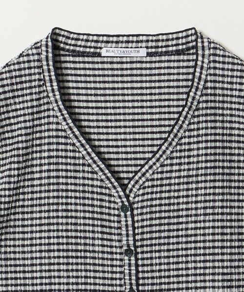 BEAUTY&YOUTH UNITED ARROWS / ビューティー&ユース ユナイテッドアローズ カーディガン・ボレロ | ソリッド＆チェック Vネック ショートスリーブ カーディガン | 詳細1