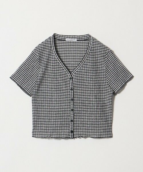 BEAUTY&YOUTH UNITED ARROWS / ビューティー&ユース ユナイテッドアローズ カーディガン・ボレロ | ソリッド＆チェック Vネック ショートスリーブ カーディガン（WHITE）