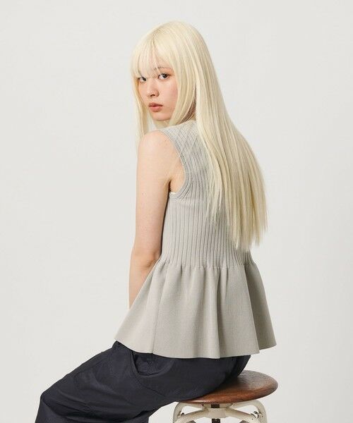 BEAUTY&YOUTH UNITED ARROWS / ビューティー&ユース ユナイテッドアローズ ニット・セーター | 【WEB限定 Wardrobe DAILY MINIMAL】ペプラム2WAY ノースリーブリブニット ウォッシャブル（LT.GRAY）