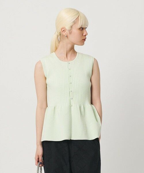 BEAUTY&YOUTH UNITED ARROWS / ビューティー&ユース ユナイテッドアローズ ニット・セーター | 【WEB限定 Wardrobe DAILY MINIMAL】ペプラム2WAY ノースリーブリブニット ウォッシャブル（LIME）