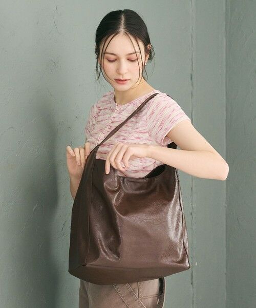 BEAUTY&YOUTH UNITED ARROWS / ビューティー&ユース ユナイテッドアローズ ショルダーバッグ | レザーライク ビッグ ワンショルダーバッグ（DK.BROWN）