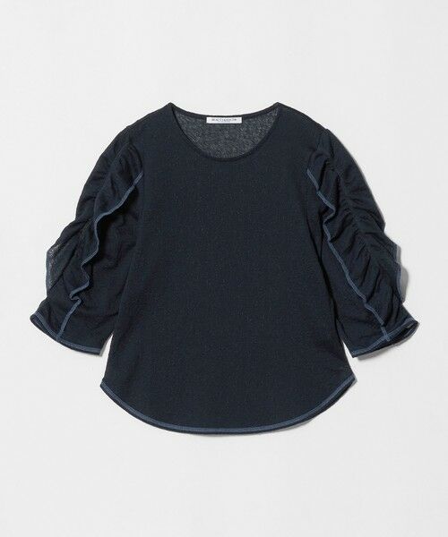 BEAUTY&YOUTH UNITED ARROWS / ビューティー&ユース ユナイテッドアローズ カットソー | コットンナイロン ラッフル ジャガードプルオーバー ウォッシャブル（NAVY）