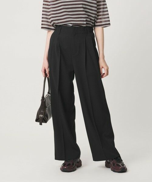 BEAUTY&YOUTH UNITED ARROWS / ビューティー&ユース ユナイテッドアローズ その他パンツ | ポリエステルブレンド ２タック タブワイドパンツ ウォッシャブル 防シワ | 詳細1