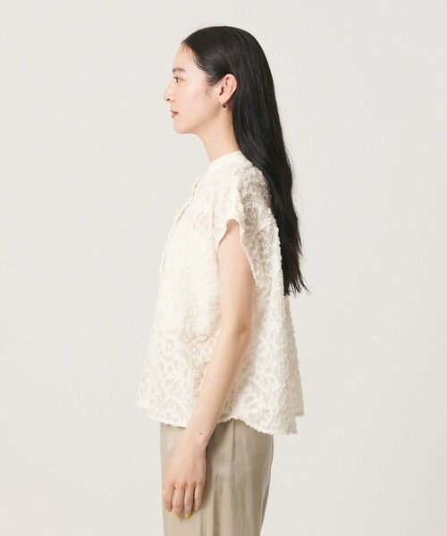 BEAUTY&YOUTH UNITED ARROWS / ビューティー&ユース ユナイテッドアローズ シャツ・ブラウス | 【WEB限定】シアージャガード バンドカラーフレンチスリーブブラウス ウォッシャブル | 詳細5