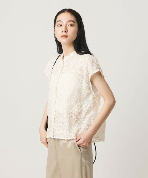 BEAUTY&YOUTH UNITED ARROWS / ビューティー&ユース ユナイテッドアローズ シャツ・ブラウス | 【WEB限定】シアージャガード バンドカラーフレンチスリーブブラウス ウォッシャブル | 詳細2
