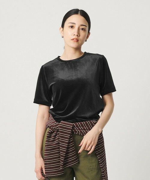 BEAUTY&YOUTH UNITED ARROWS / ビューティー&ユース ユナイテッドアローズ カットソー | ベロア コンパクト ショートスリーブTシャツ | 詳細1