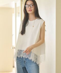 BEAUTY&YOUTH UNITED ARROWS / ビューティー&ユース ユナイテッドアローズ カットソー | 【WEB限定】レースコンビ ノースリーブカットソー
