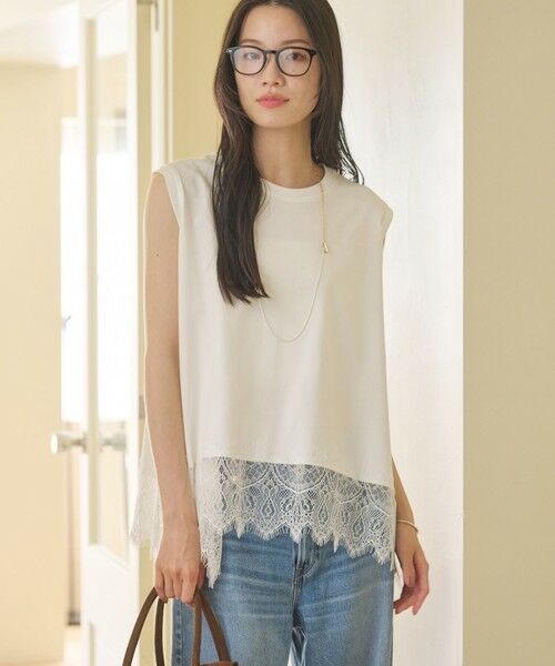 BEAUTY&YOUTH UNITED ARROWS / ビューティー&ユース ユナイテッドアローズ カットソー | 【WEB限定】レースコンビ ノースリーブカットソー | 詳細1