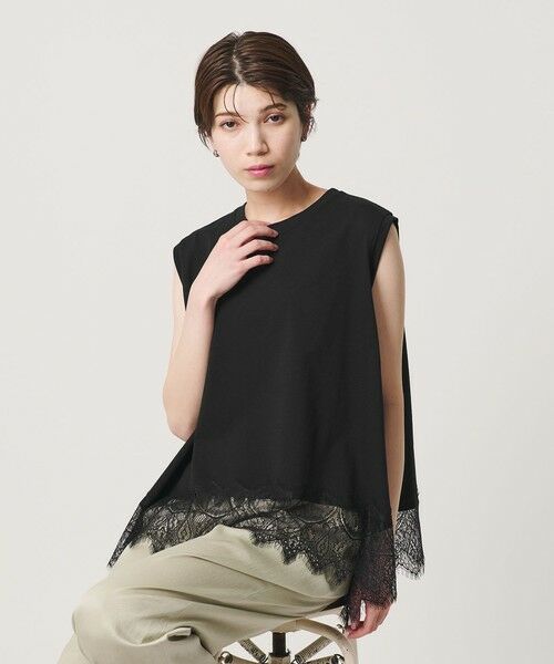 BEAUTY&YOUTH UNITED ARROWS / ビューティー&ユース ユナイテッドアローズ カットソー | 【WEB限定】レースコンビ ノースリーブカットソー（BLACK）
