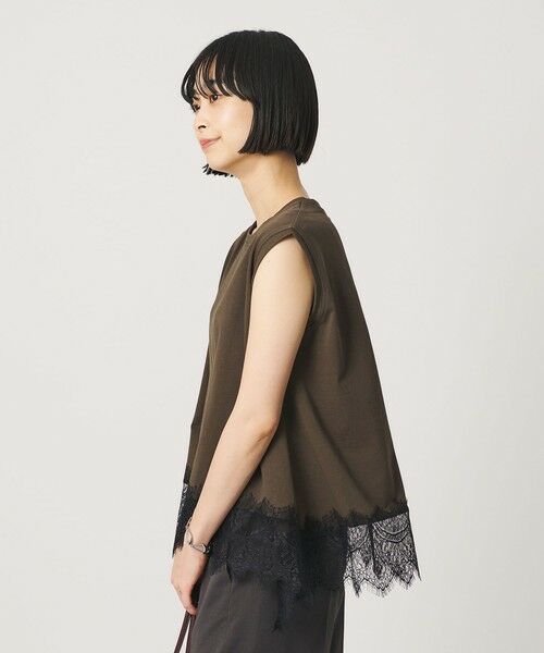 BEAUTY&YOUTH UNITED ARROWS / ビューティー&ユース ユナイテッドアローズ カットソー | 【WEB限定】レースコンビ ノースリーブカットソー（DK.BROWN）