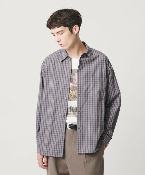 BEAUTY&YOUTH UNITED ARROWS / ビューティー&ユース ユナイテッドアローズ シャツ・ブラウス | ピーチスキン チェック レギュラー シャツ FORM型（COBALT）