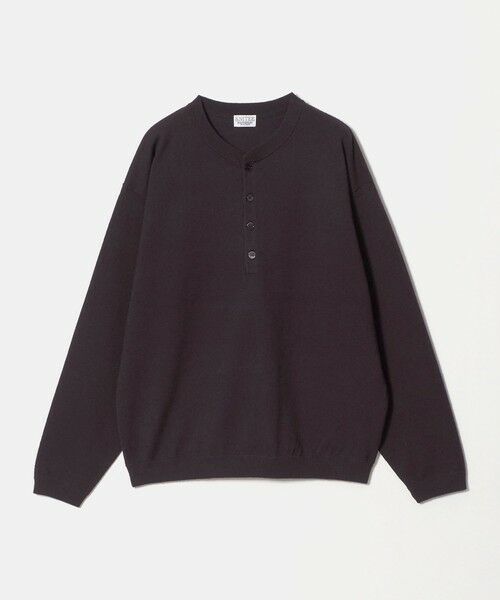 BEAUTY&YOUTH UNITED ARROWS / ビューティー&ユース ユナイテッドアローズ ニット・セーター | KNITEE フェザー コットン ヘンリーネック ニット Tシャツ ウォッシャブル（DK.BROWN）