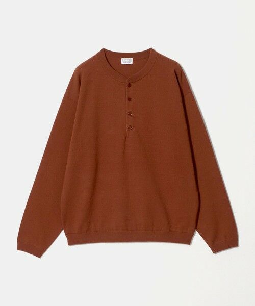 BEAUTY&YOUTH UNITED ARROWS / ビューティー&ユース ユナイテッドアローズ ニット・セーター | KNITEE フェザー コットン ヘンリーネック ニット Tシャツ ウォッシャブル（BRICK）