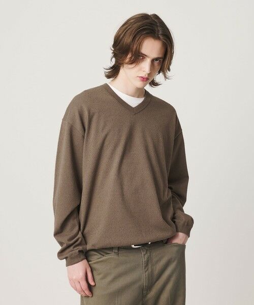 BEAUTY&YOUTH UNITED ARROWS / ビューティー&ユース ユナイテッドアローズ ニット・セーター | KNITEE フェザー コットン Vネック ニット Tシャツ ウォッシャブル（MOCA）