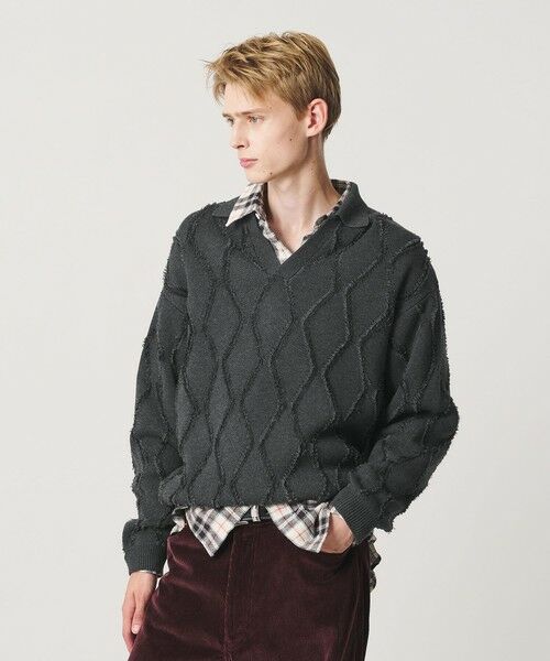 BEAUTY&YOUTH UNITED ARROWS / ビューティー&ユース ユナイテッドアローズ ニット・セーター | フリンジ パターン スキッパー ニット | 詳細8