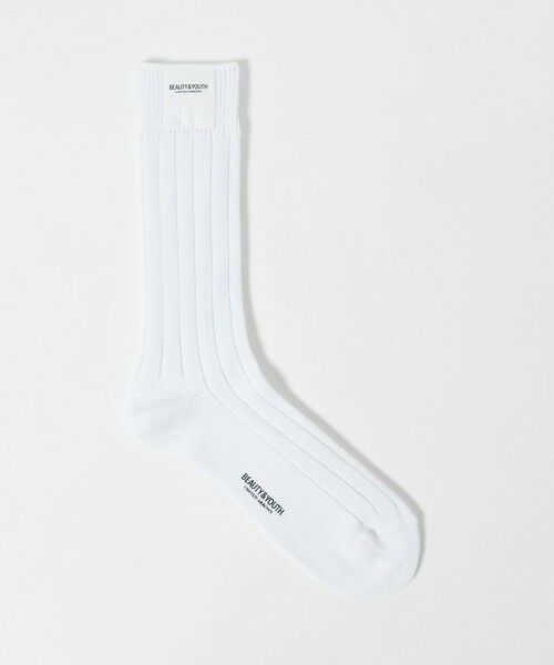BEAUTY&YOUTH UNITED ARROWS / ビューティー&ユース ユナイテッドアローズ ソックス | シルケット リブ レギュラー ソックス（WHITE）