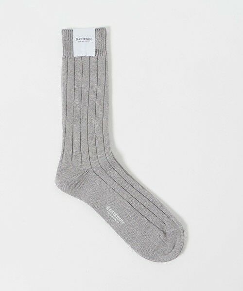 BEAUTY&YOUTH UNITED ARROWS / ビューティー&ユース ユナイテッドアローズ ソックス | シルケット リブ レギュラー ソックス（LT.GRAY）