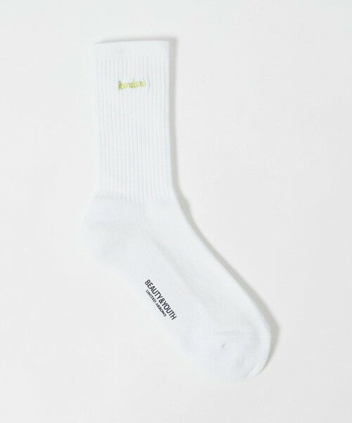 BEAUTY&YOUTH UNITED ARROWS / ビューティー&ユース ユナイテッドアローズ ソックス | フリーダム スタンダード エンブロイダリー ロゴ クルー ソックス（WHITE）