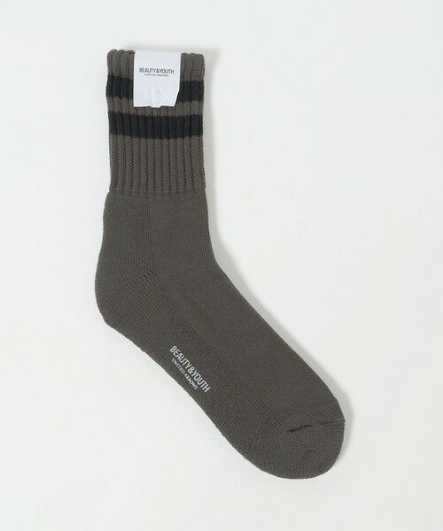BEAUTY&YOUTH UNITED ARROWS / ビューティー&ユース ユナイテッドアローズ ソックス | 2ライン パイル クルー ソックス（DK.GRAY）
