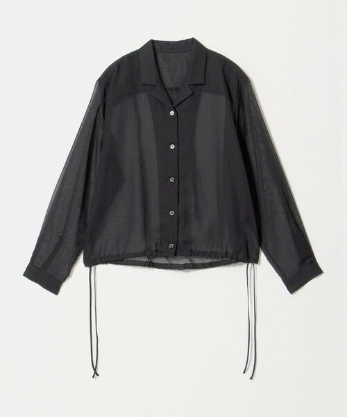 BEAUTY&YOUTH UNITED ARROWS / ビューティー&ユース ユナイテッドアローズ シャツ・ブラウス | シアー ドローストリング オープンカラーシャツ（BLACK）