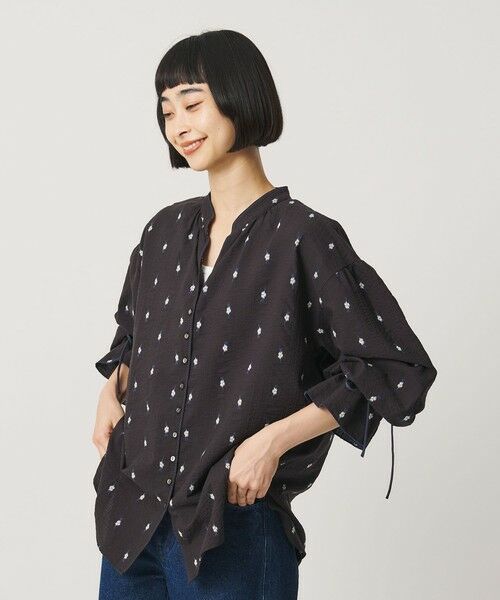 BEAUTY&YOUTH UNITED ARROWS / ビューティー&ユース ユナイテッドアローズ シャツ・ブラウス | コットン ジャガード ペザントシャツ ウォッシャブル（BLACK）