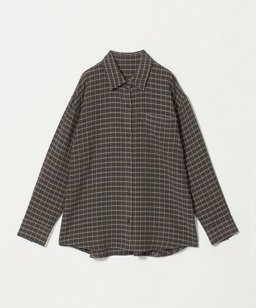 BEAUTY&YOUTH UNITED ARROWS / ビューティー&ユース ユナイテッドアローズ シャツ・ブラウス | レーヨンブレンド チェック オーバーサイズシャツ（BLACK）