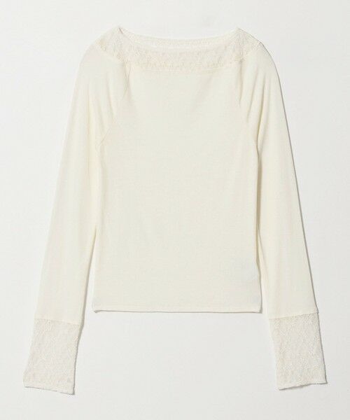 BEAUTY&YOUTH UNITED ARROWS / ビューティー&ユース ユナイテッドアローズ カットソー | レースドッキング ロングスリーブ カットソー（OFF WHITE）