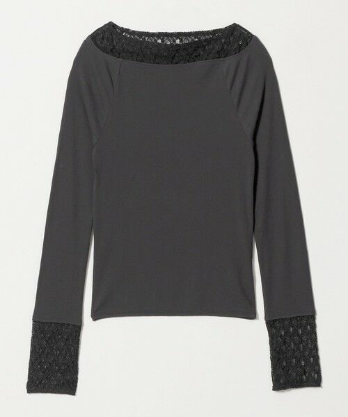 BEAUTY&YOUTH UNITED ARROWS / ビューティー&ユース ユナイテッドアローズ カットソー | レースドッキング ロングスリーブ カットソー（DK.GRAY）