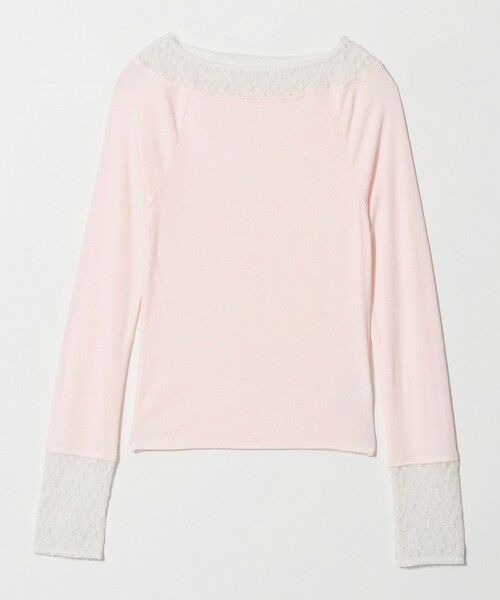 BEAUTY&YOUTH UNITED ARROWS / ビューティー&ユース ユナイテッドアローズ カットソー | レースドッキング ロングスリーブ カットソー（LT.PINK）