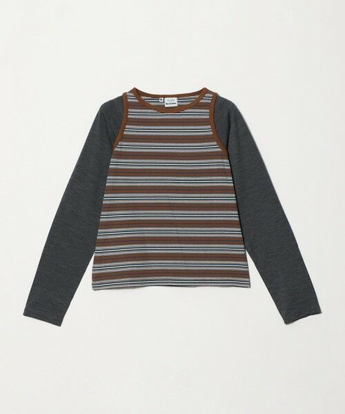 BEAUTY&YOUTH UNITED ARROWS / ビューティー&ユース ユナイテッドアローズ カットソー | ＜Girls Department Club＞ボーダー タンクトップ レイヤー プルオーバー（MD.BROWN）