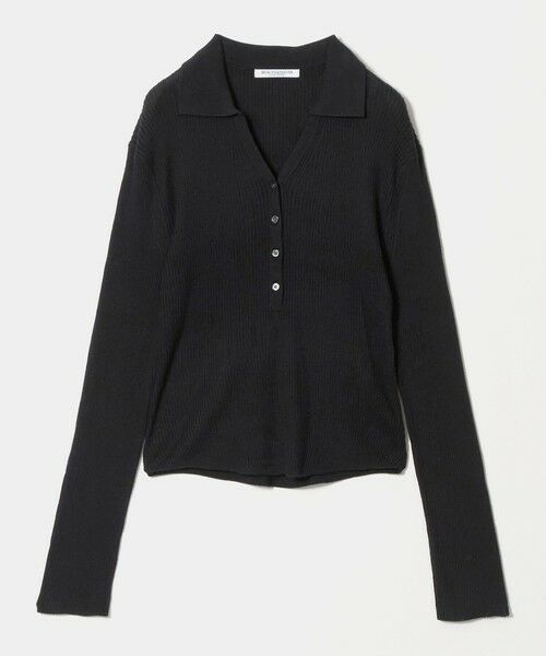 BEAUTY&YOUTH UNITED ARROWS / ビューティー&ユース ユナイテッドアローズ ニット・セーター | スキッパー フロントボタン リブニットプルオーバー ウォッシャブル（BLACK）