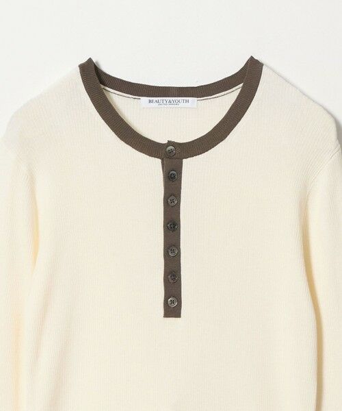 BEAUTY&YOUTH UNITED ARROWS / ビューティー&ユース ユナイテッドアローズ ニット・セーター | バイカラー ヘンリーネック リブ ニットプルオーバー ウォッシャブル | 詳細1
