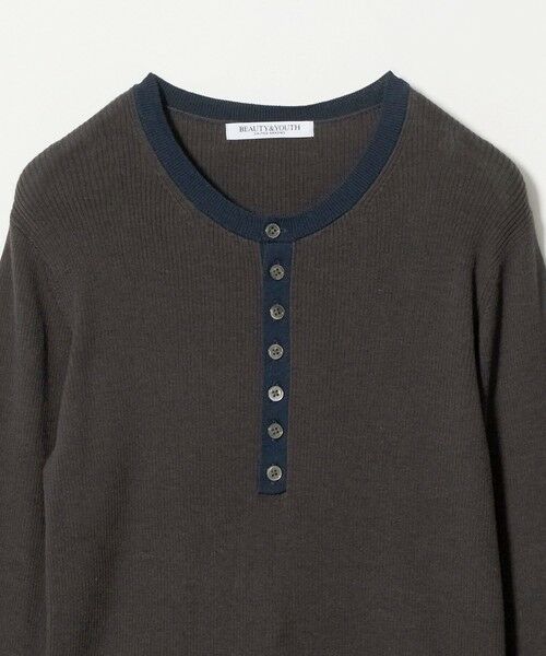BEAUTY&YOUTH UNITED ARROWS / ビューティー&ユース ユナイテッドアローズ ニット・セーター | バイカラー ヘンリーネック リブ ニットプルオーバー ウォッシャブル | 詳細4
