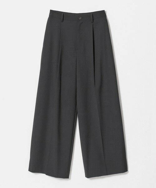 BEAUTY&YOUTH UNITED ARROWS / ビューティー&ユース ユナイテッドアローズ スラックス・ドレスパンツ | 毛ブレンド トロピカル サイドタック ワイドパンツ(BLACK)
