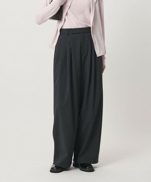 BEAUTY&YOUTH UNITED ARROWS / ビューティー&ユース ユナイテッドアローズ その他パンツ | 毛ポリエステルブレンド ワイドタックパンツ 防シワ ウォッシャブル | 詳細1