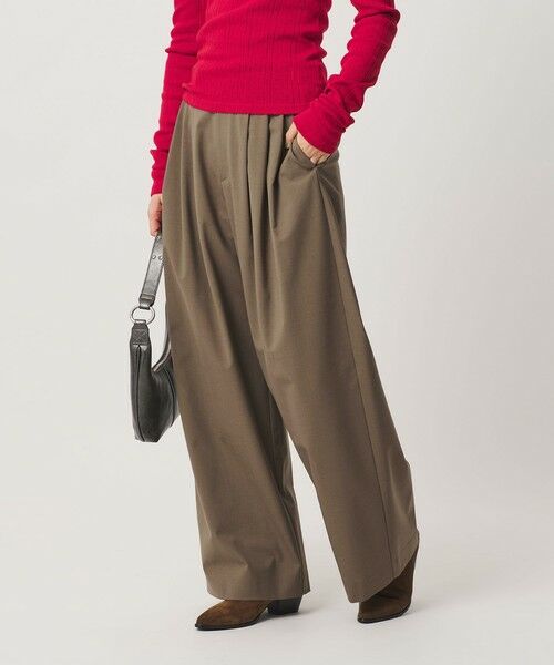 BEAUTY&YOUTH UNITED ARROWS / ビューティー&ユース ユナイテッドアローズ その他パンツ | 毛ポリエステルブレンド ワイドタックパンツ 防シワ ウォッシャブル | 詳細6