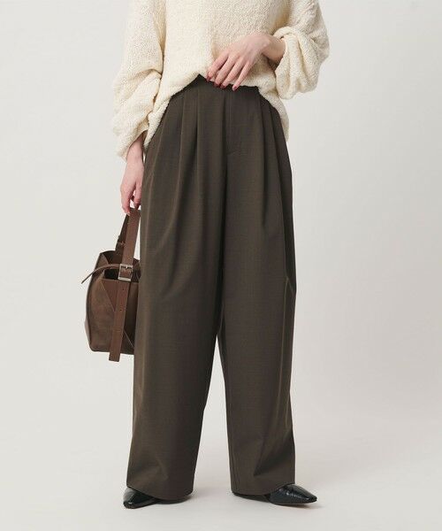 BEAUTY&YOUTH UNITED ARROWS / ビューティー&ユース ユナイテッドアローズ その他パンツ | 毛ポリエステルブレンド ワイドタックパンツ 防シワ ウォッシャブル（MD.BROWN）