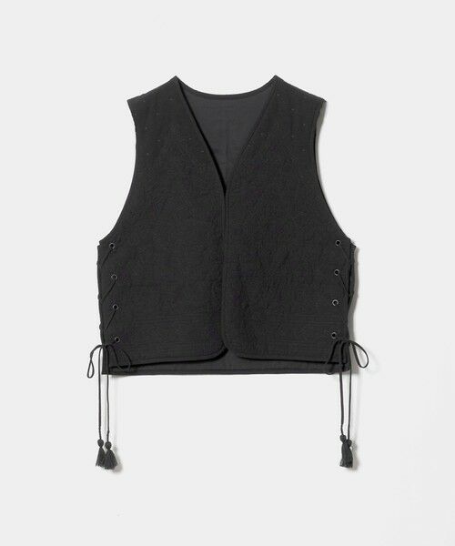 BEAUTY&YOUTH UNITED ARROWS / ビューティー&ユース ユナイテッドアローズ ベスト | コットン エンブロイダリー キルティング レースアップ ベスト（BLACK）