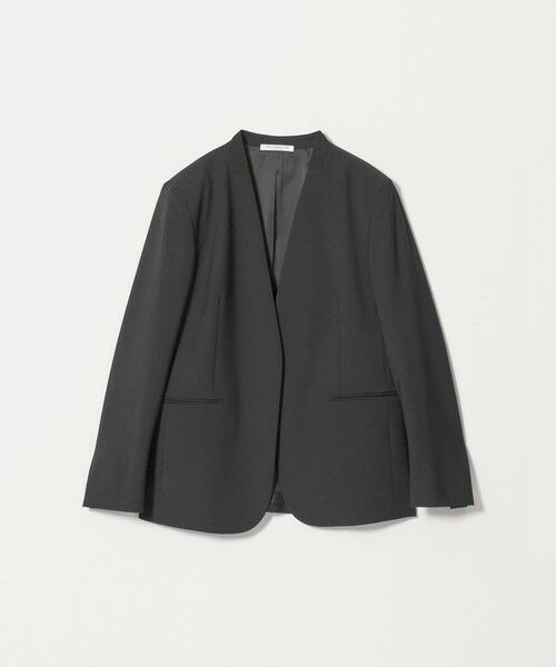 BEAUTY&YOUTH UNITED ARROWS / ビューティー&ユース ユナイテッドアローズ ノーカラージャケット | 毛ポリエステルブレンド トロピカル カラーレスジャケット（BLACK）