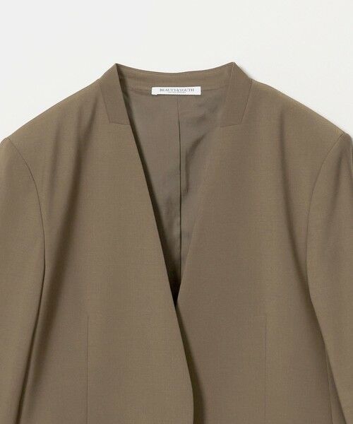 BEAUTY&YOUTH UNITED ARROWS / ビューティー&ユース ユナイテッドアローズ ノーカラージャケット | 毛ポリエステルブレンド トロピカル カラーレスジャケット | 詳細5