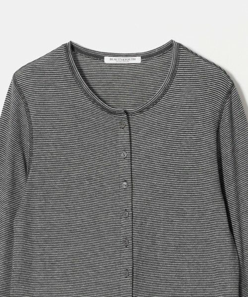BEAUTY&YOUTH UNITED ARROWS / ビューティー&ユース ユナイテッドアローズ カーディガン・ボレロ | 毛セルロースブレンド クルーネック カーディガン/ボーダー | 詳細2