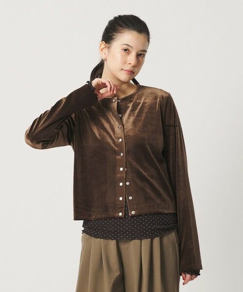 BEAUTY&YOUTH UNITED ARROWS / ビューティー&ユース ユナイテッドアローズ カーディガン・ボレロ | ベロア コンパクト カーディガン ウォッシャブル | 詳細5
