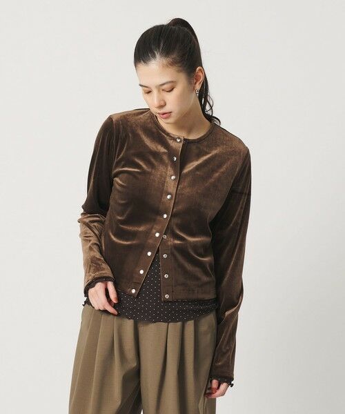 BEAUTY&YOUTH UNITED ARROWS / ビューティー&ユース ユナイテッドアローズ カーディガン・ボレロ | ベロア コンパクト カーディガン ウォッシャブル（DK.BROWN）
