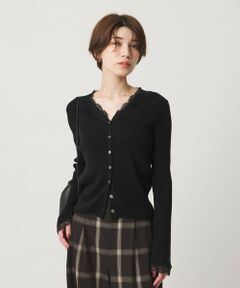 BEAUTY&YOUTH UNITED ARROWS / ビューティー&ユース ユナイテッドアローズ カーディガン・ボレロ | コットンカシミヤ レーストリム Vネックカーディガン ウォッシャブル