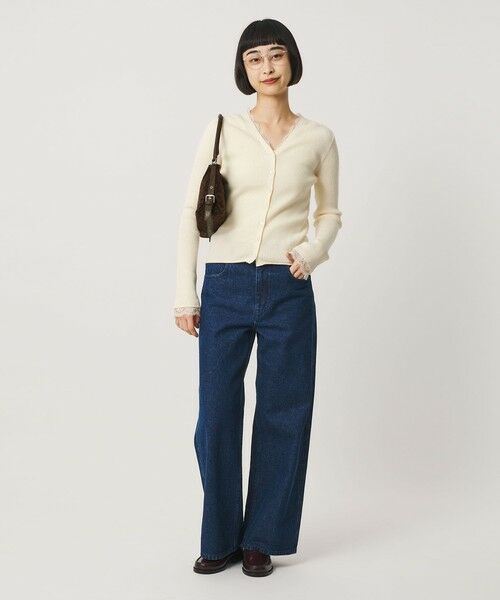 BEAUTY&YOUTH UNITED ARROWS / ビューティー&ユース ユナイテッドアローズ カーディガン・ボレロ | コットンカシミヤ レーストリム Vネックカーディガン ウォッシャブル（OFF WHITE）