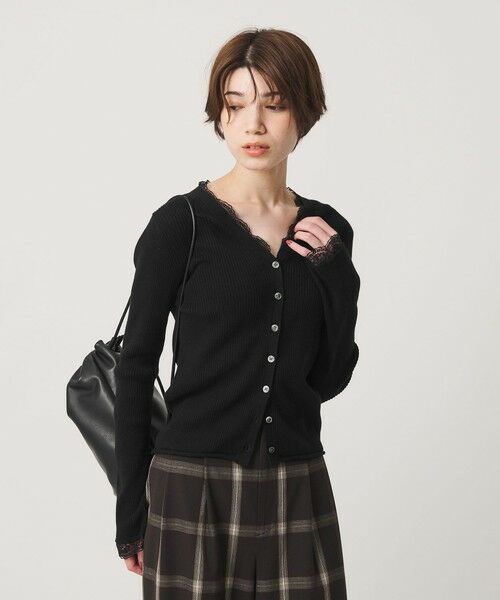 BEAUTY&YOUTH UNITED ARROWS / ビューティー&ユース ユナイテッドアローズ カーディガン・ボレロ | コットンカシミヤ レーストリム Vネックカーディガン ウォッシャブル | 詳細5