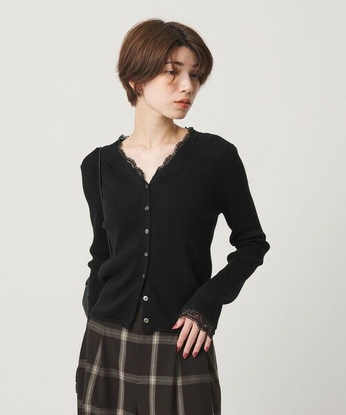 BEAUTY&YOUTH UNITED ARROWS / ビューティー&ユース ユナイテッドアローズ カーディガン・ボレロ | コットンカシミヤ レーストリム Vネックカーディガン ウォッシャブル | 詳細6
